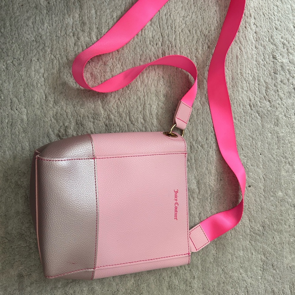Vintage 2000’s Y2K Juicy Couture Pink Crossbody Bag with Hot Pink Strap